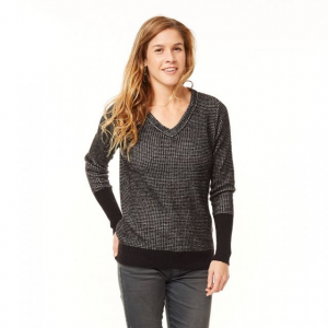 Carve Designs Maxwell V-Neck Sweater - Women's-Black/Stone-Large