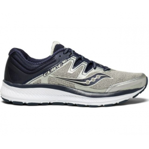 Saucony Mens Guide ISO Road Running Shoe, Grey/Navy, 10.5 US, US