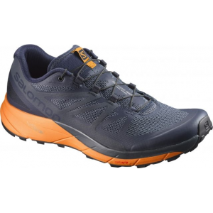 Salomon Sense Ride Trail Running Shoe - Men's-Navy Blazer/Bright Marigold/Ombre Blue-Medium-7