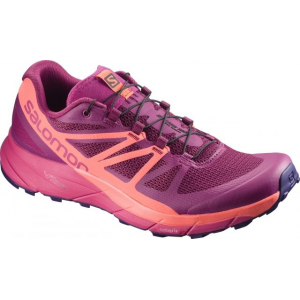 Salomon Sense Ride Trail Running Shoe - Women's-Sangria/Living Coral/Virtual Pink-Medium-6