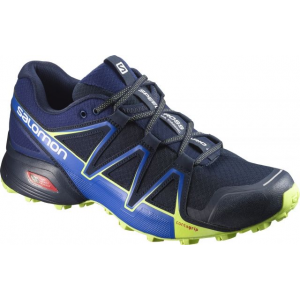 Salomon Speedcross Vario 2 Trail Running Shoe - Men's-Navy Blazer/Nautical Blue/Lime Punch-Medium-8