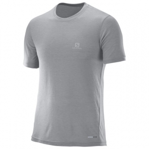 Salomon Explore Short Sleeve Active/Hiking Tee - Mens, Light Grey, 2XL