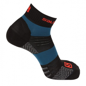 Salomon Quest Low Hike-Trek Quarter Light Sock, Black/Firey red, Small