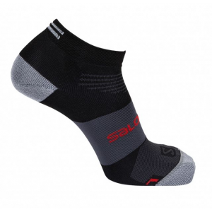 Salomon Sonic Pro Run Ankle Light Sock, Black/Matador, Small