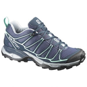 Salomon X ULTRA Prime Hiking Boots Womens, Artist Grey-X/Deep Blue/Lucite Green, 10 US