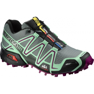 Salomon Speedcross 3 CS Trail Running Shoe - Women's-Titanium/Green/Purple-10.5