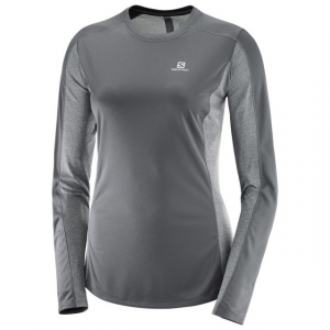 Salomon Agile Ls Tee W - Womens, Forged Iron/Quiet Shade, Large