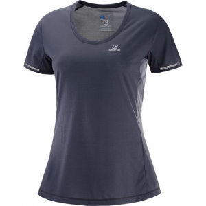 Salomon Agile Short Sleeve Tee - Womens, Graphite, 2XL