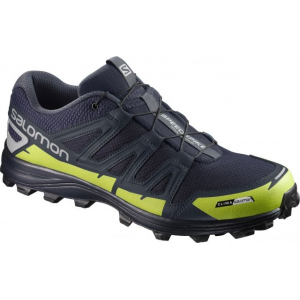 Salomon Speedspike CS Trail Running Shoe - Men's-Navy Blazer/Reflective Silver/Lime Punch-Medium-11.5