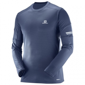 Salomon Agile Long Sleeve Tee, Dress Blue, M, 39716534