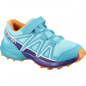 Salomon Speedcross Bungee K Trail Running Shoe - Kids, Blue Curacao/Acai/Bird Of Paradise, 105K US, Regular