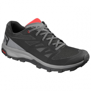 Salomon Outline Hiking Shoe - Mens, Black/Quiet Shade/High Risk Red, 10